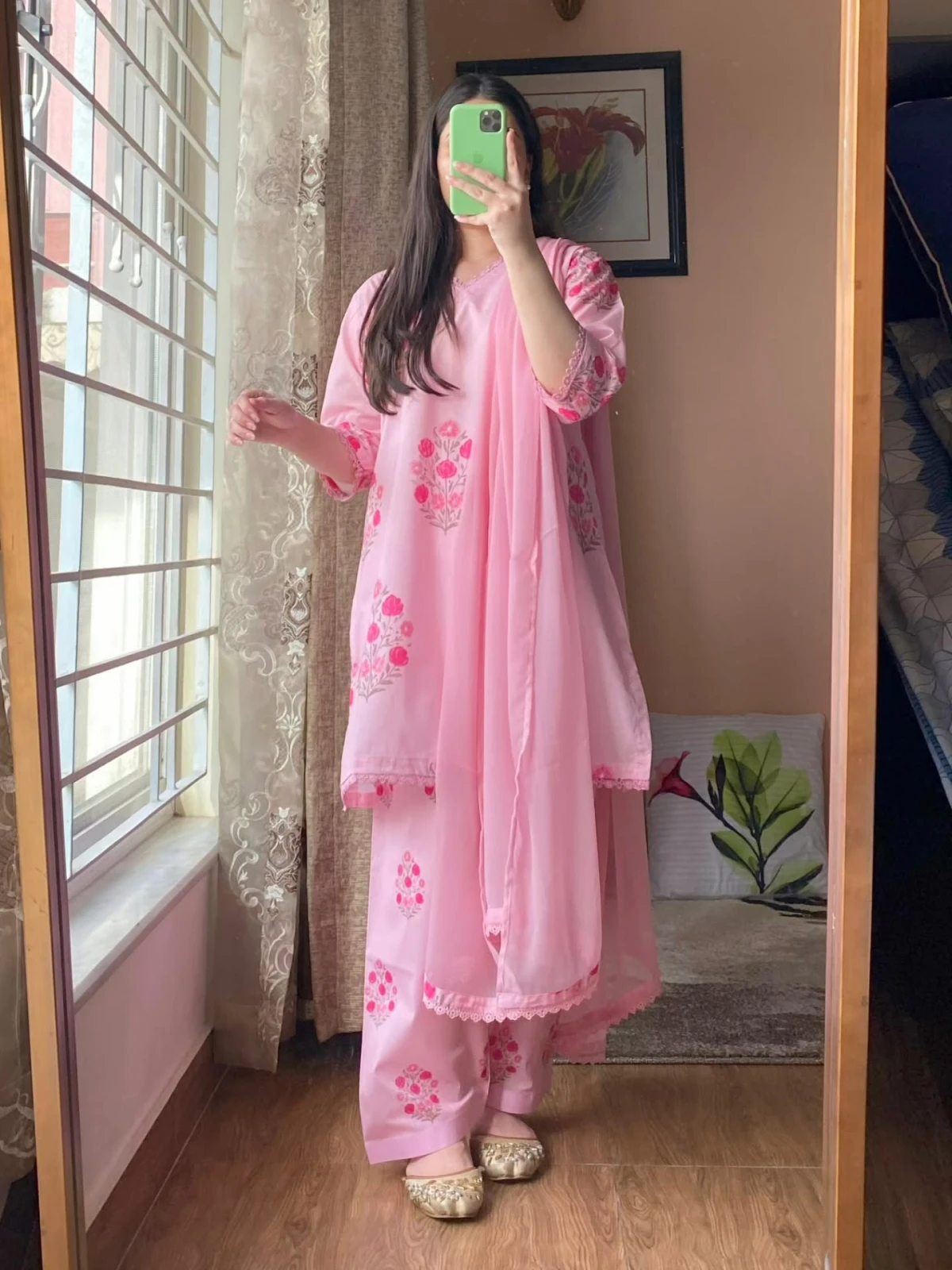 🌸 Premium Skin Printed Cotton Three Piece